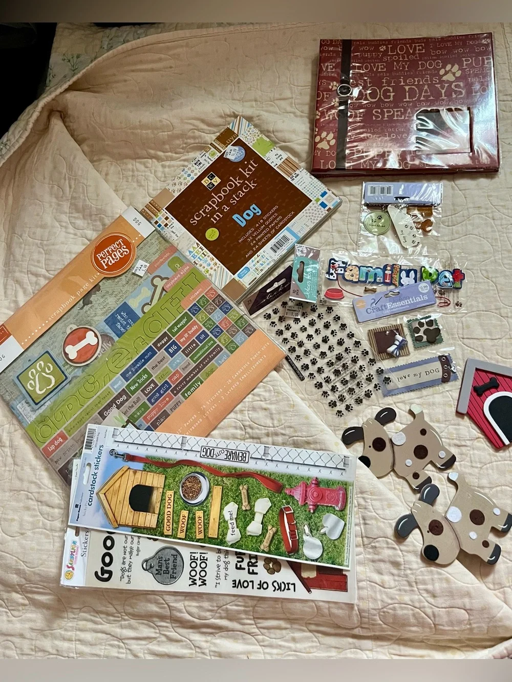 Dog-Themed Scrapbook Kit Junk Journal or Party Supplies - Brown/Cream